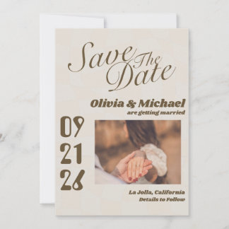Neutrale Retro Funky Disco Bruiloft Modern Fun Save The Date