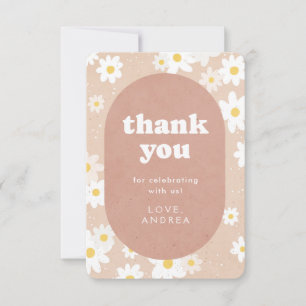 Neutrale Retro Madeliefjes Baby Shower Bedankkaart