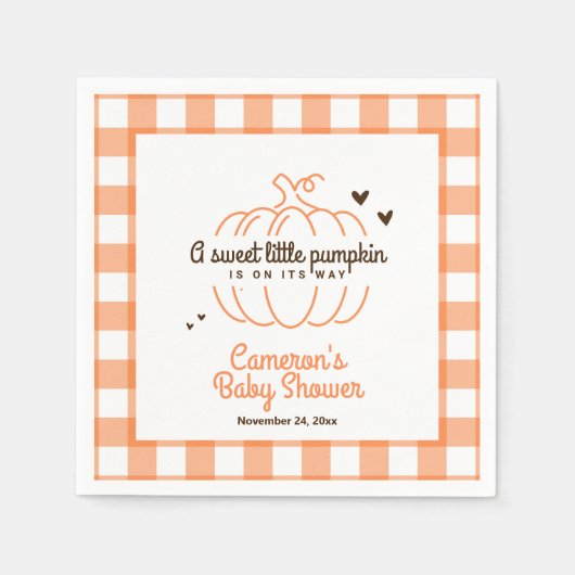 Neutrale Retro pompoen op zijn weg Baby shower pap Servet (Voorkant)