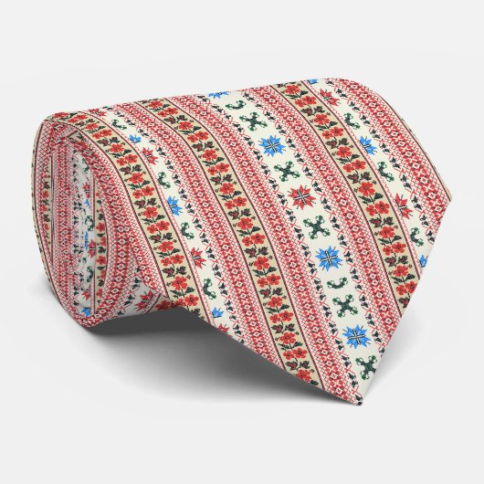 Neutrale Rode Bloemen Tatreez Henna Thobe Jurk Stropdas (Opgerold)