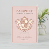 Neutrale roze en Roos Gold Chic Destination Weddin Folie Uitnodiging (Staand Voorkant)