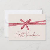 Neutrale roze lint op beige cadeaubon (Voorkant)