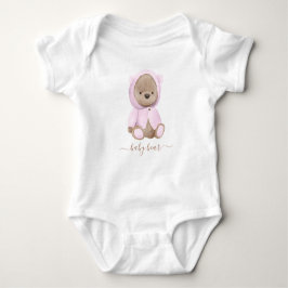 Neutrale roze Teddy Bear Baby Beer Romper