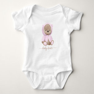 Neutrale roze Teddy Bear Baby Beer Romper