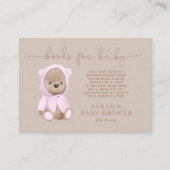 Neutrale roze Teddy Bear Baby shower Book Request Informatiekaartje (Voorkant)