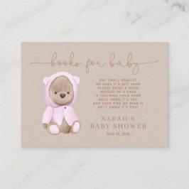Neutrale roze Teddy Bear Baby shower Book Request Informatiekaartje