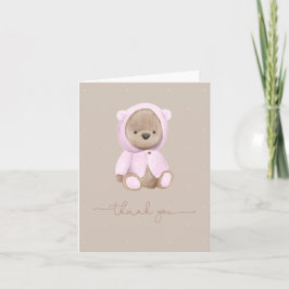 Neutrale roze Teddy Bear Waterverf Hartelijk dank Bedankkaart