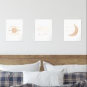 Neutrale Roze Wolk Maan Zon Meisje Kinderkamer Dec Muurkunst Sets (Slaapkamer)