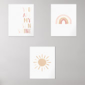 Neutrale roze zonneschijn regenboog meisje kinderk muurkunst sets (Voorkant)