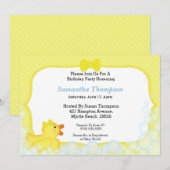 Neutrale Rubber Ducky Birthday Patyr Invitaties Kaart (Voorkant / Achterkant)