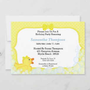 Neutrale Rubber Ducky Birthday Patyr Invitaties Kaart