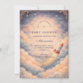 Neutrale Ruimteraket Sterren Baby Shower Kaart (Voorkant)