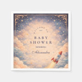 Neutrale Ruimteraket Sterren Baby Shower Servet (Voorkant)