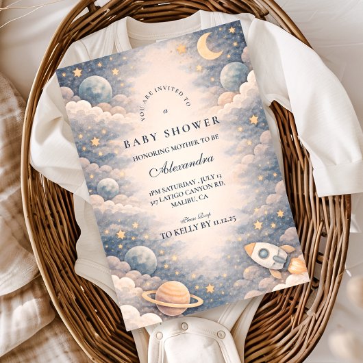 Neutrale Ruimtesterren Baby Shower Kaart