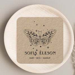 Neutrale rustieke ambacht zwarte vlinder schoonhei vierkante visitekaartje