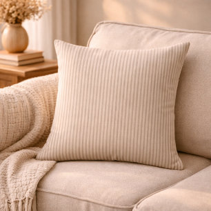 Neutrale Rustieke Boerderij Gestreepte Beige & Tau Kussen