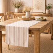 Neutrale Rustieke Boerderij Gestreepte Beige & Tau Medium Tafelloper