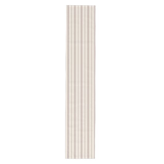 Neutrale Rustieke Boerderij Gestreepte Beige & Tau Medium Tafelloper (Voorkant)
