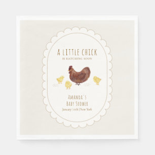 Neutrale Rustieke Boho Boerderij Kip Baby Shower Servet