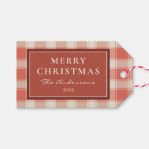 Neutrale Rustieke Rode en Crème Gingham Kerst