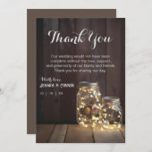 Neutrale Rustige Wood Barn Wedding Mason Jar Light Bedankkaart (Voorkant / Achterkant)