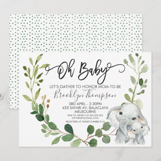 Neutrale Safari Animals Baby shower Uitnodiging (Voorkant / Achterkant)