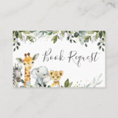 Neutrale Safari Animals Book request Kaart invoege Visitekaartje (Achterkant)