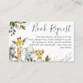 Neutrale Safari Animals Book request Kaart invoege Visitekaartje (Voorkant)