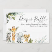 Neutrale Safari Dieren Diaper Raffle Kaart invoege (Voorkant)