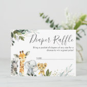 Neutrale Safari Dieren Diaper Raffle Kaart invoege (Staand voorkant)