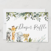 Neutrale Safari Dieren Diaper Raffle Kaart invoege (Achterkant)
