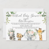 Neutrale Safari-dieren Virtueel Baby shower Kaart (Voorkant)
