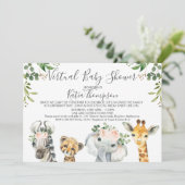 Neutrale Safari-dieren Virtueel Baby shower Kaart (Staand voorkant)