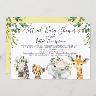 Neutrale Safari-dieren Virtueel Baby shower  Kaart