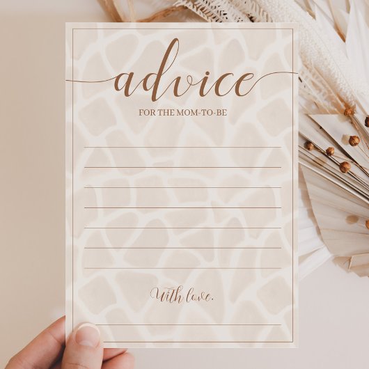 Neutrale Safari Giraffe Baby shower Adviezen Kaart