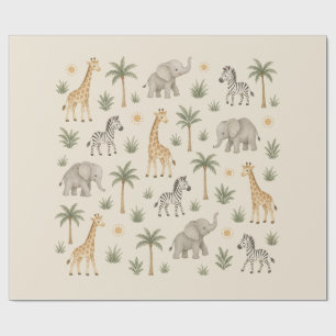 Neutrale Safari-kinderfeestje Dieren Cadeaupapier