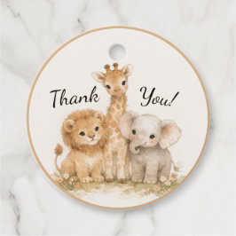 Neutrale Safari Schattige Dieren Leeuw Giraffe Oli Bedankjes Labels