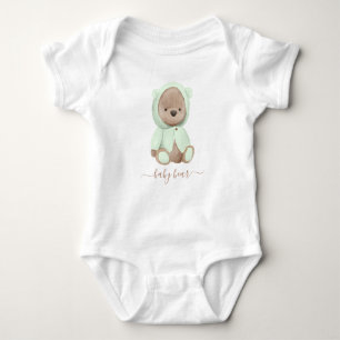 Neutrale Sage Green Teddy Bear Baby Beer Romper