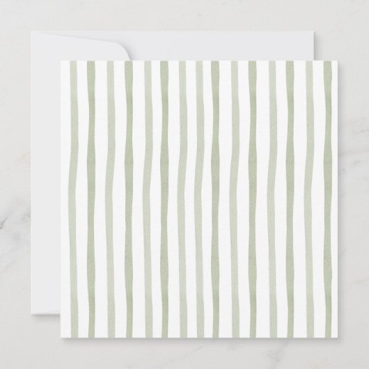 Neutrale Sage Groene Doop Elegant Frans Toile Kaart (Achterkant)