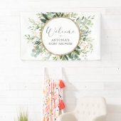 Neutrale Salie Groenery Goud Baby Shower Welkom Spandoek (Insitu)
