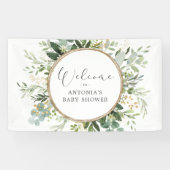 Neutrale Salie Groenery Goud Baby Shower Welkom Spandoek (Horizontaal)