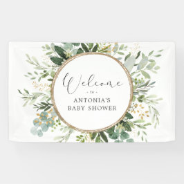 Neutrale Salie Groenery Goud Baby Shower Welkom Spandoek