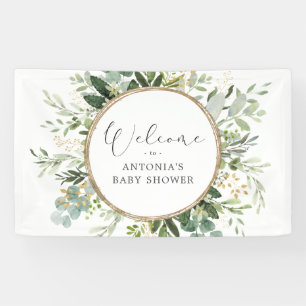 Neutrale Salie Groenery Goud Baby Shower Welkom Spandoek