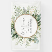 Neutrale Salie Groenery Goud Baby Shower Welkom Spandoek (Verticaal)