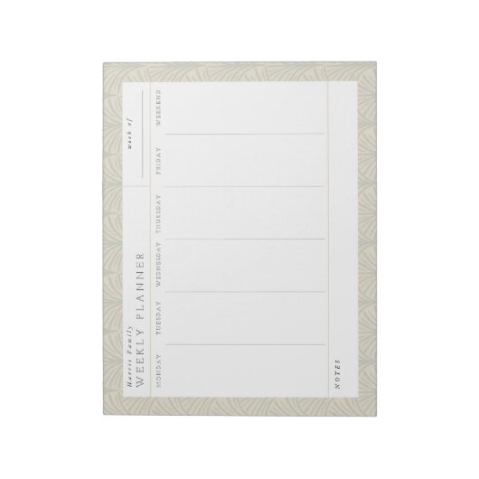 Neutrale Scallops Family Weekly Planner Blocnote (Linkerzijde)