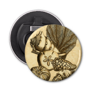 Neutrale schalen en koraal Collectie Button Flesopener