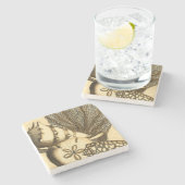 Neutrale schalen en koraal Collectie Stenen Onderzetter (Zijkant)