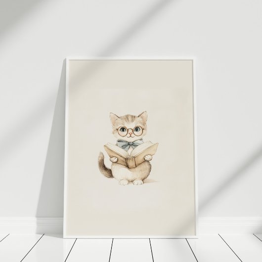  Neutrale Schattigee Kitten met Boekenkwekerij Kun Poster