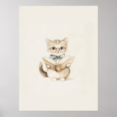  Neutrale Schattigee Kitten met Boekenkwekerij Kun Poster (Voorkant)