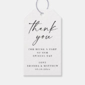 Neutrale Script Trouw Dank Je Wel | Zwart & Wit Cadeaulabel (Voorkant)